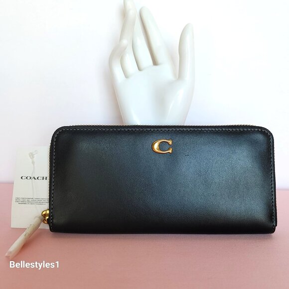 COACH Slim Accordion Smooth Leather Wallet – Black color ⭐ - Picture 2 of 16